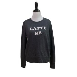 Aeropostale Women's S Small Cropped Crewneck Sweater Long Sleeve Latte Me Gray